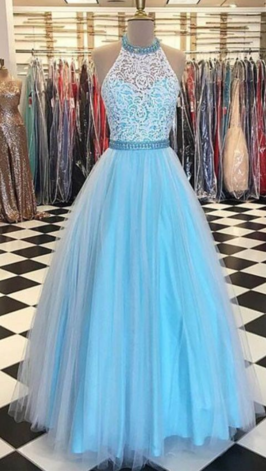 A-line Prom Dresses, Prom Dresses,beaded Prom Dresses,blue Prom Dresses,lace Prom Gowns,formal Evening Dresses,custom Made Dresses