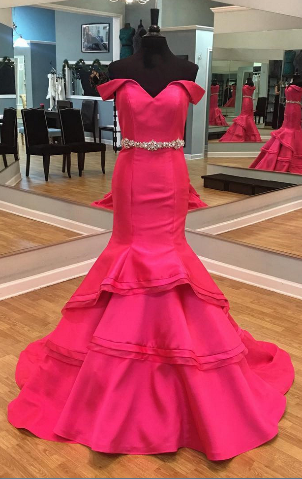 Prom Dresses ,pink Taffeta Mermaid Prom Dresses Off The Shoulder