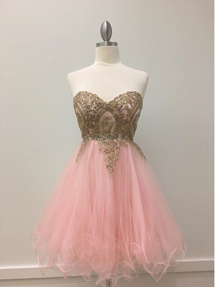 Homecoming Dress, Pink Homecoming Dresses,tulle Sweet 16 Dress,sexy Homecoming Dress