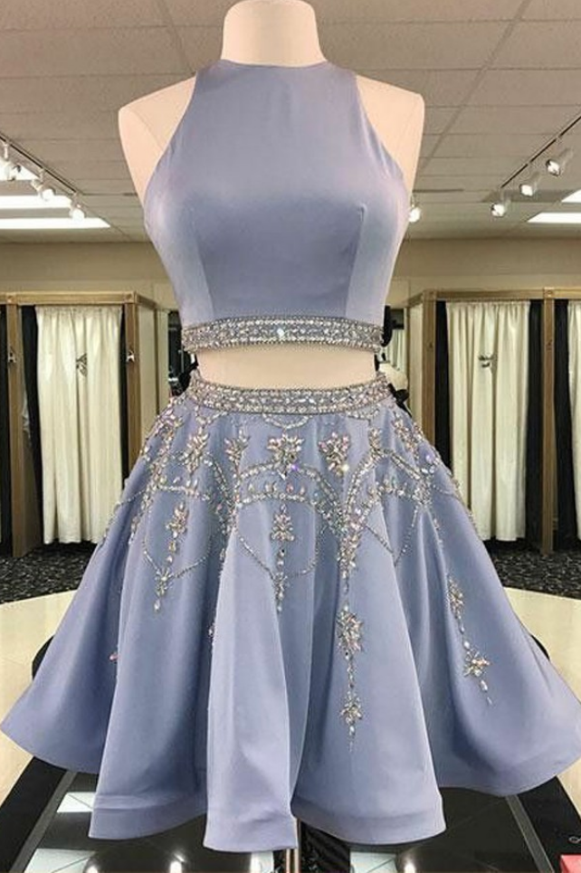 Two Pieces Homecoming Dresses,a-linw Homecoming Dresses,beaded Homecoming Dresses,backless Homecoming Dresses,short Prom Dresses,party Dresses