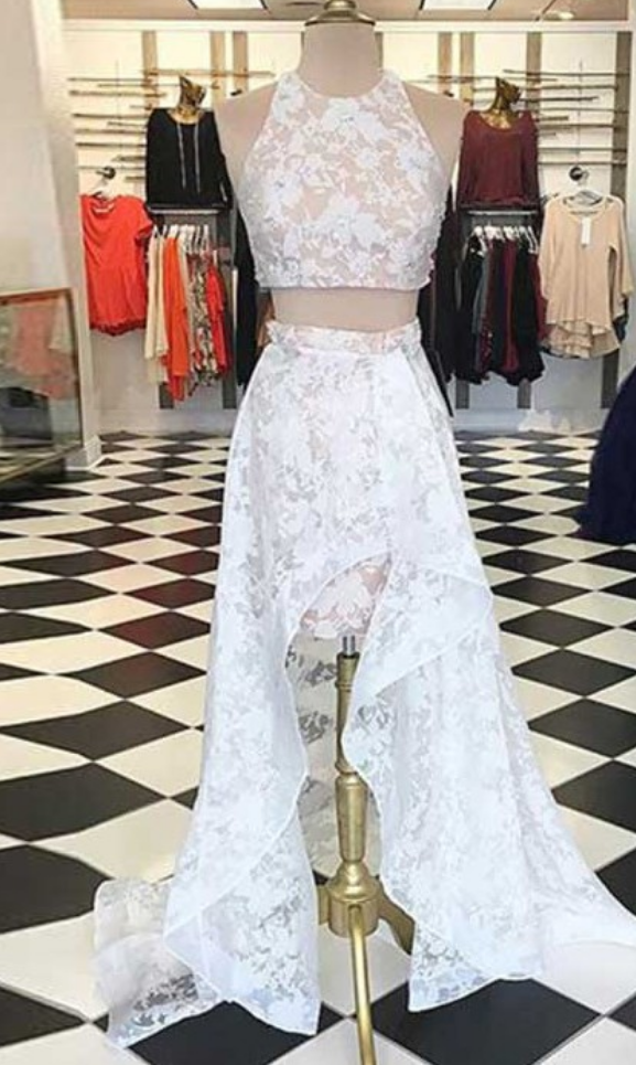 A Lines White Homecoming Dresses Open Back Sleeveless Lace Jewels Asymmetry Homecoming Dress