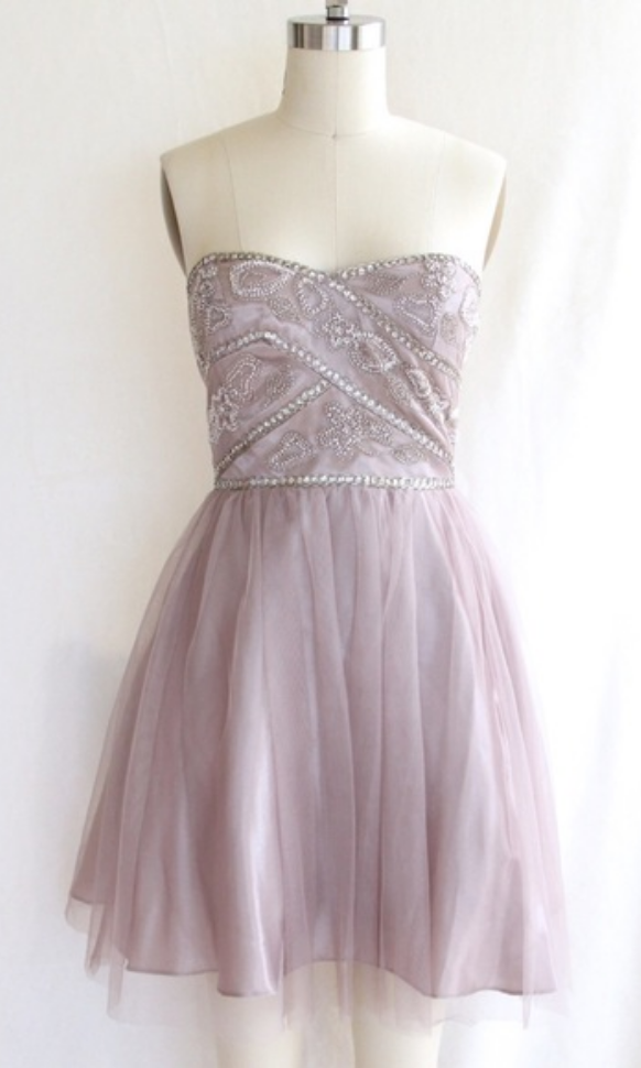 Homecoming Dresses ,beaded Strapless Tulle Cocktail Dress, Short Party Dress, Homecoming Dress