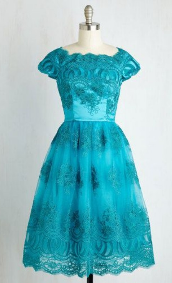 Capped Sleeves Turquoise Homecoming Dresses A-line/column Lace Above-knee Round Neck Zippers A-line/column