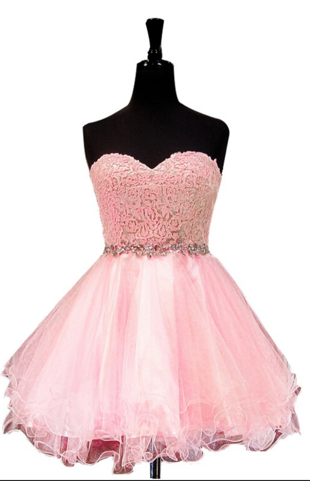 Pink Homecoming Dresses Zipper-up Sleeveless Beaded Above Knee Sweetheart Neckline A-line/column