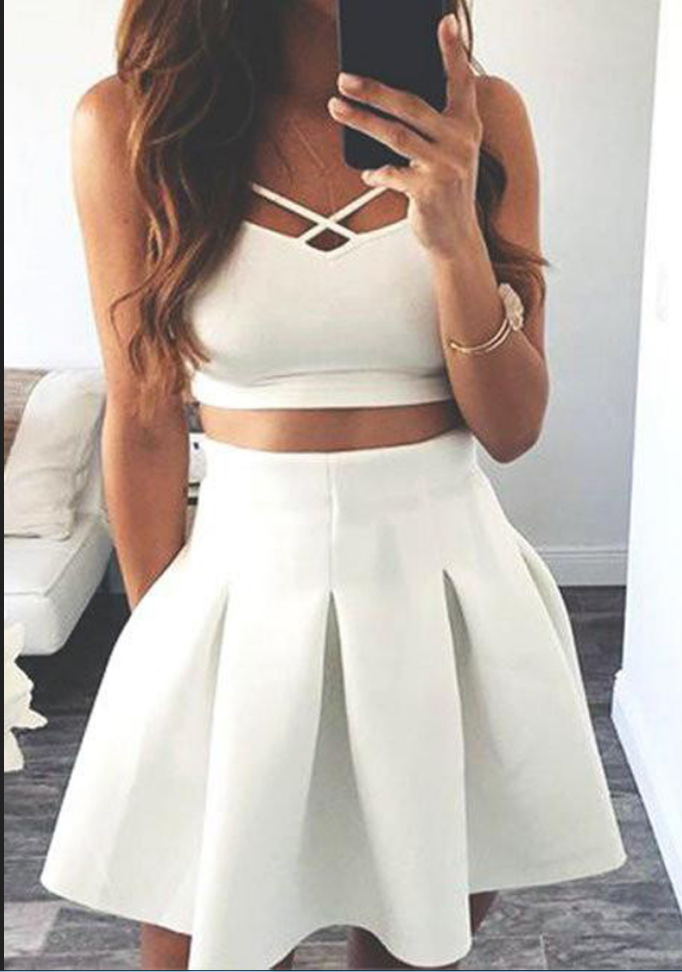 Satin Short Homecoming Dress, Sexy Homecoming Dresses For Girls, Homecoming Dress, White Party Dress