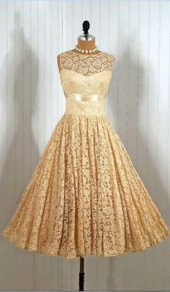 Homecoming Dresses ,vintage Prom Dress, Yellow Prom Dress, Mini Short Homecoming Dress, Lace Homecoming Gown