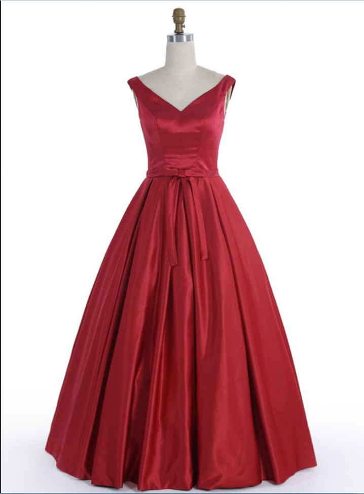 Aline Vneck Dress,long Burgundy Satin Laceup