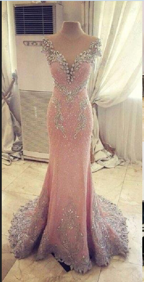 Prom Dresses , Prom Dress,modest Prom Dress,luxurious Crystal Pink Mermaid Evening Dress Zipper Button Back