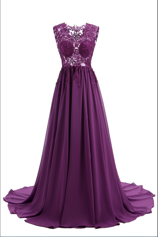 Abiti Da Sera Donna.Prom Dresses Abiti Da Cerimonia Donna V Neck See Through Purple