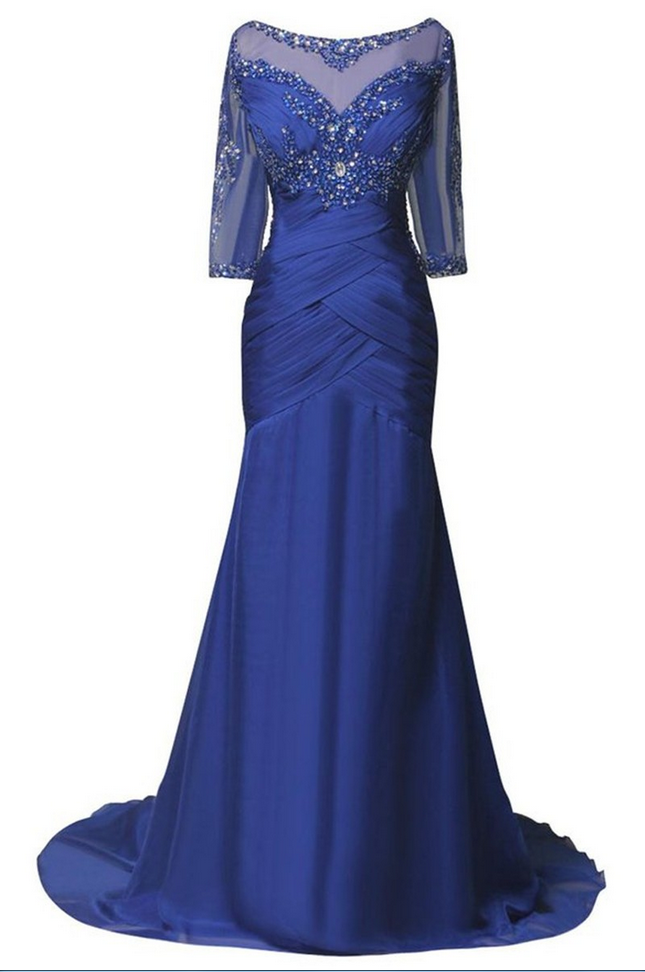 Formal Dresses Plus Size Women Evening Dresses Mermaid Elegant Royal Blue  Chiffon Long on Luulla