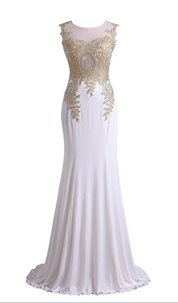 Vestido Longo De Festa Para Casamento White Chiffon Evening Dress Mermaid Long Prom Dresses
