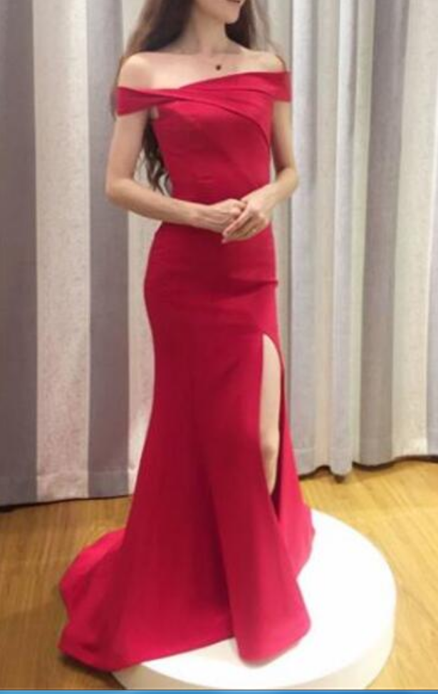 strapless open back dress Glitter Red Mermaid Evening Dresses Long,Side Slit Back Open Gala Dres –  Simplepromdress