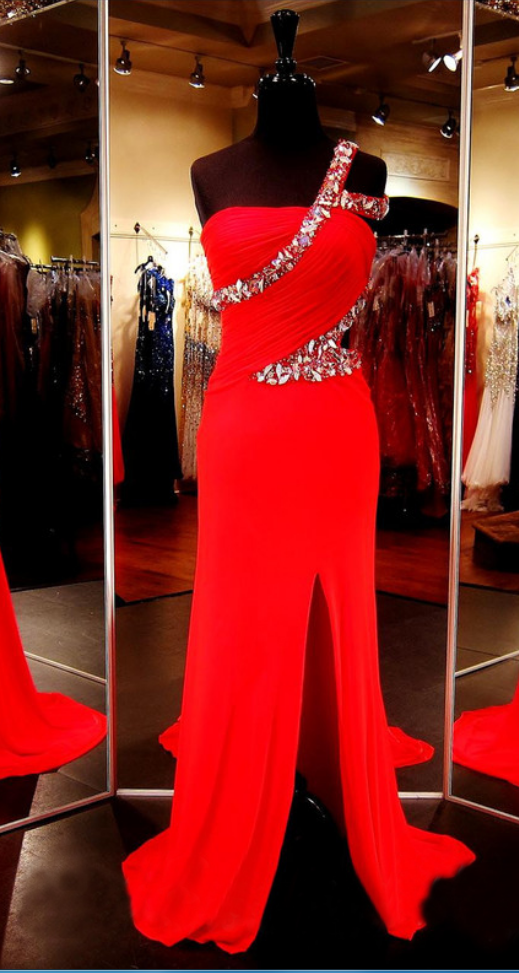 Red Prom Dress,senior Prom Dress, Prom Gown,sexy Prom Dress,prom Dress One Shoulder,homecoming Dress Long, 8th Grade Prom Dress,holiday