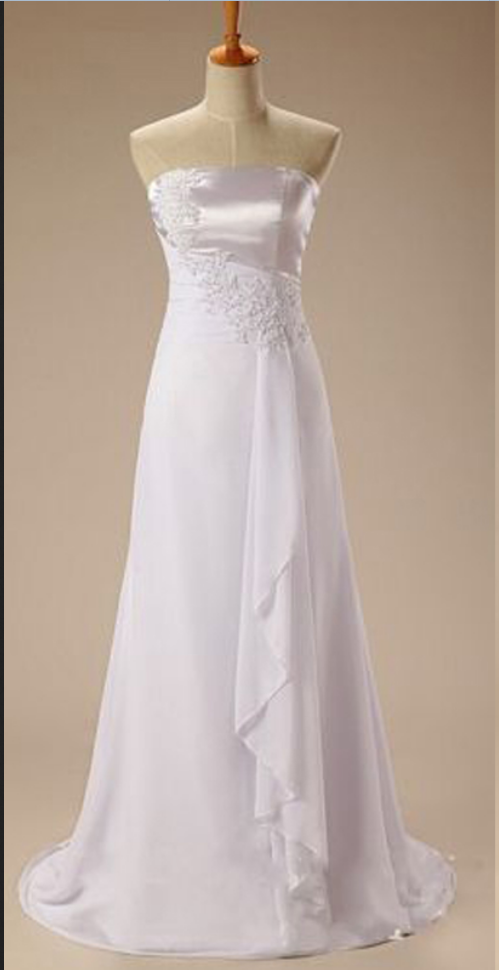 Wedding Dress, Wedding Dresses, Chiffon Wedding Dress, White Strapless Wedding Dress