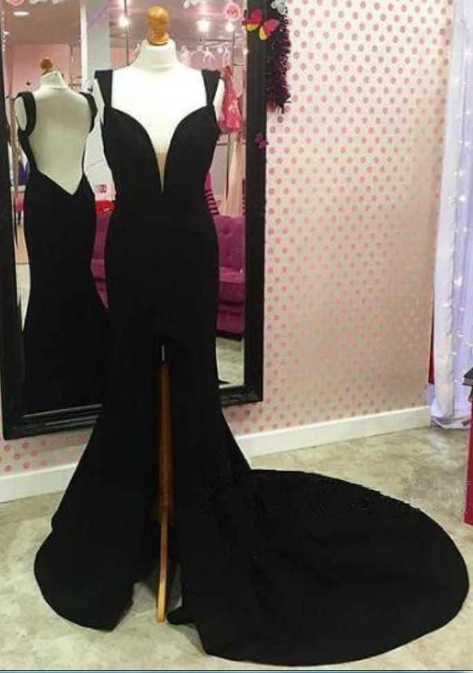 Black Mermaid Prom Dress,sweetheart Backles Prom Dress,party Dress,sexy Evening Dress,long Prom Dress,evening Gowns With Slit