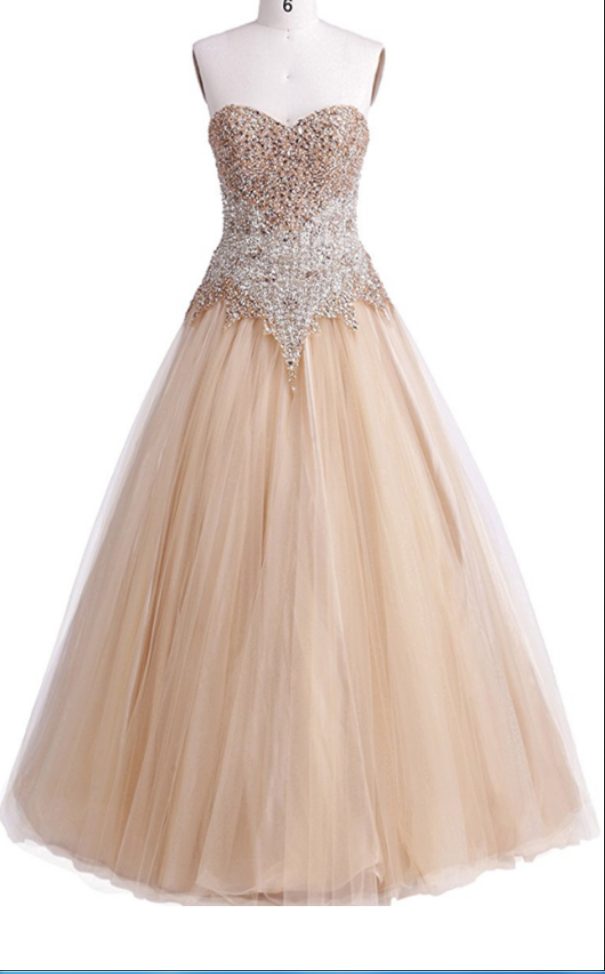 Women's Sweetheart Floor-length Gradient Beaded Behind The Zipper Ball Gown Dresses Prom Dress, Evening Dress