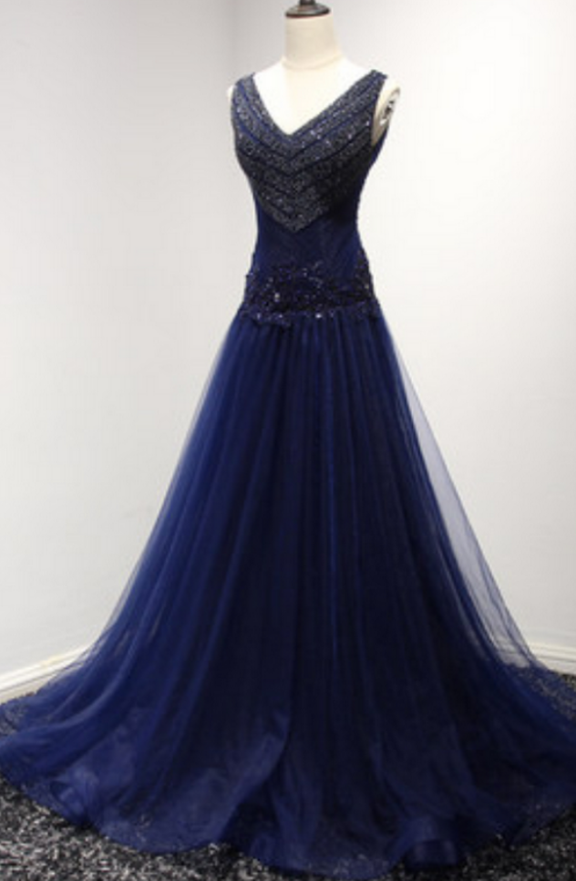 Charming Prom Dress,navy Tulle Lined With Black Bridal Satin Woman Dress, Backless Homecoming Dress,party
