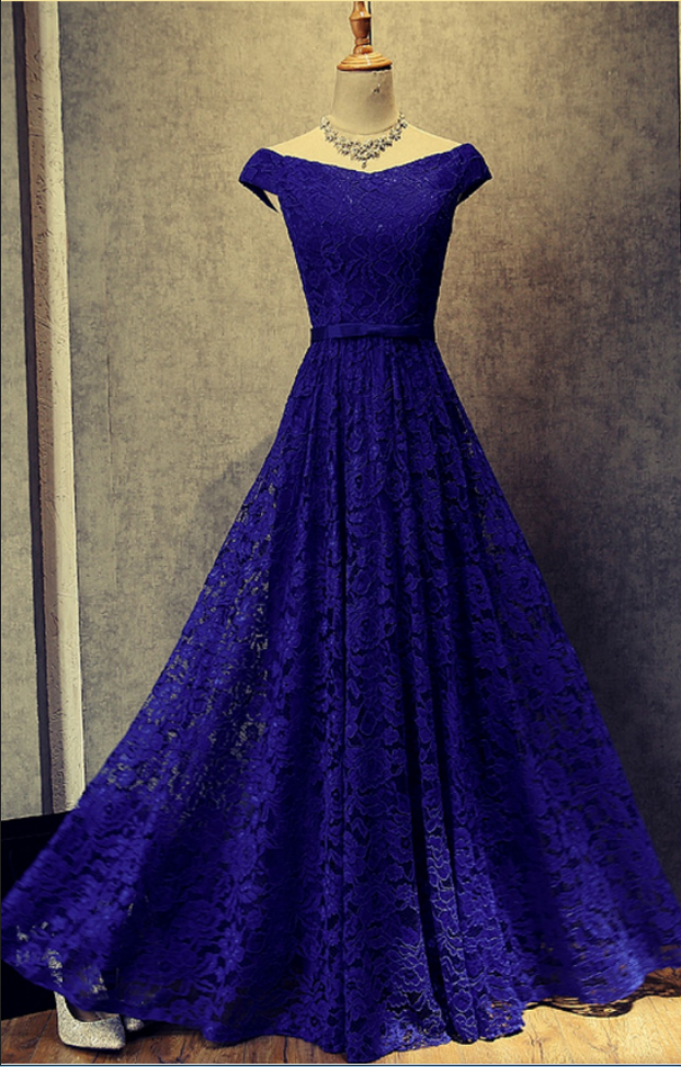 Charming Prom Dress,,off The Shoulder A-line Lace Applique Prom Dress/evening Dress