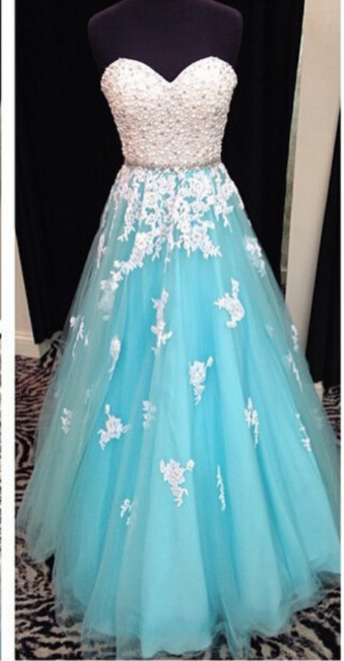 Fashion Sexy Blue Evening Dresses Sweetheart Beaded Appliques Lace Tulle Womens Formal Prom Gown Dress For Party