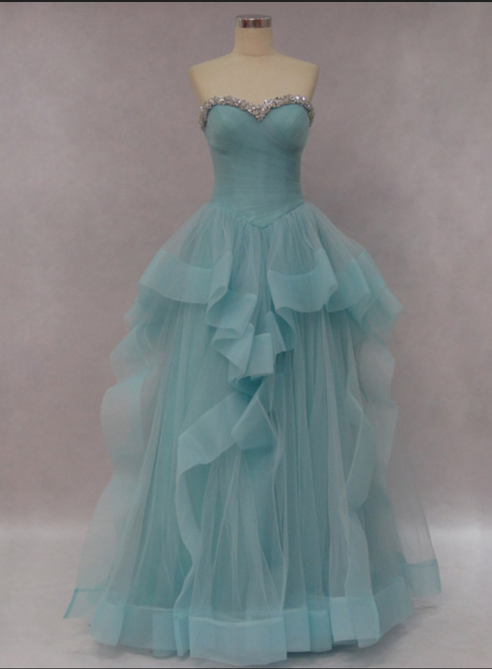 Light Green Tulle Sweetheart Prom Dress With Layer Skirt