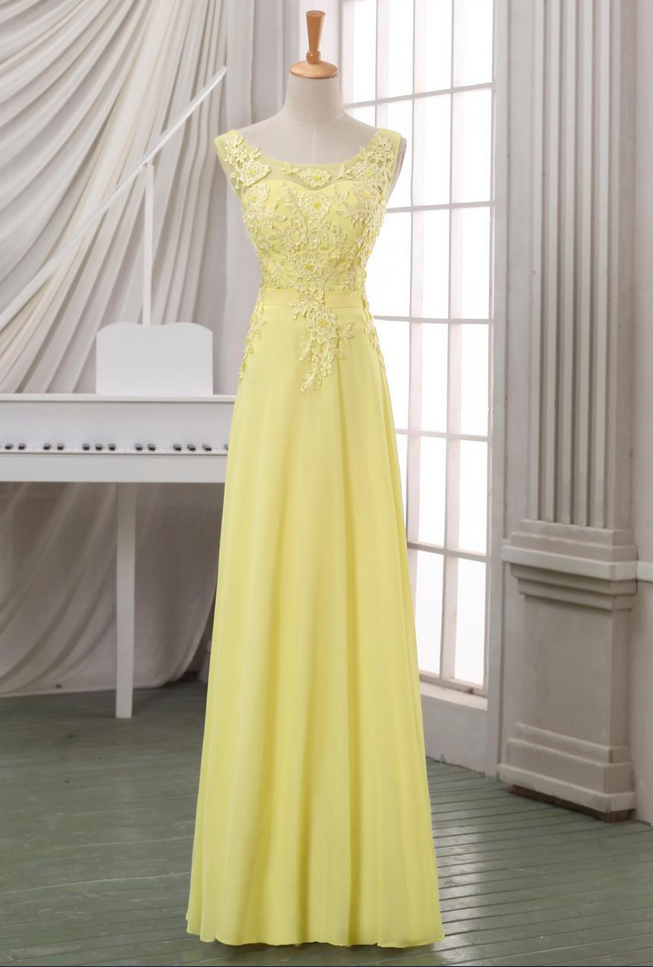 Yellow Lace Evening Dress,lace Appliqued V Back Evening Dress/prom Dress,yellow Maxi Dress,yellow Lace Pageant Dress.