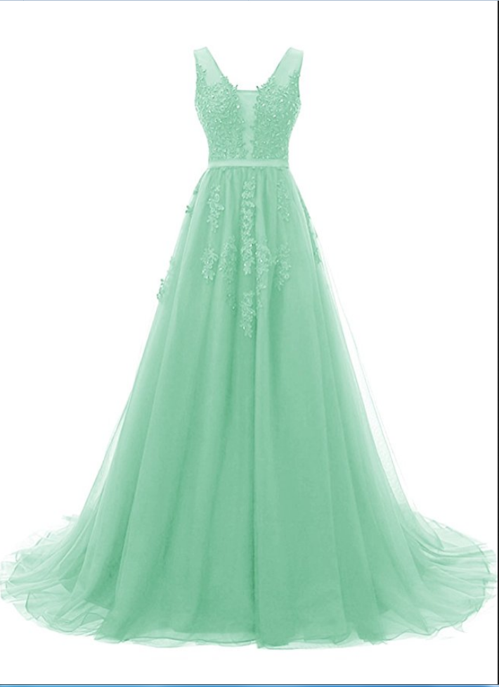 Long Prom Dress V-neck Tulle Bridesmaid Bridal Wedding Party Gown