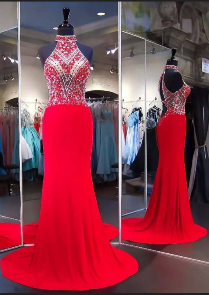 Red Prom Dresses ,prom Dress,mermaid Prom Dresses,halter Prom Dresses,prom Gown,chiffon Prom Dresses,