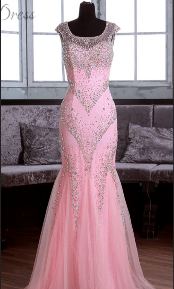 Flower Dress Watermelon Fashion Floor Length Elegant Chiffon Crystal Beaded Evening Dresses