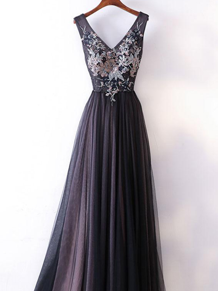 ted baker a line dress Popular 3D Applique Tulle Modern Sleeveless A-line Wedding Dresses, CW –  clover sew main image 1