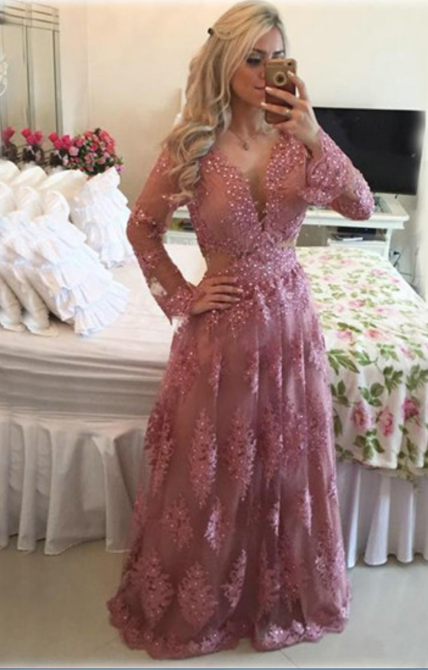 Lace Prom Dresses,pink Prom Dress,modest Prom Gown,backless Prom Gowns,beaded Evening Dress,princess Evening Gowns,sparkly Party Gowns,backless