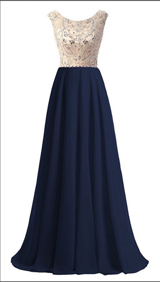 navy blue dress for baby girl A-line Scoop Neck Short Sleeve Long Chiffon Lace Bridesmaid Dress main image 0