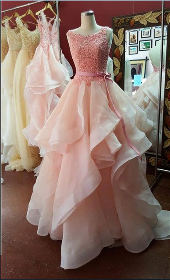 Pink Prom Dress,beaded Prom Dress,backless Prom Dress,fashion Prom Dress,sexy Party Dress, Style Evening Dress