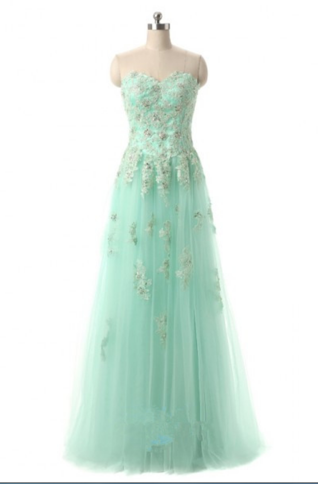 Sweetheart Lace Appliqued Long Prom Dresses With Lace-up Back