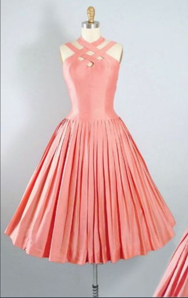 Pink Cotton Sundress ,criss Cross Halter Top Neckline Party Dress