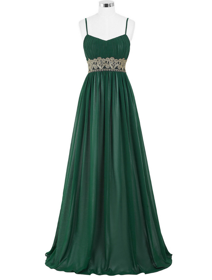 Real Photos Green Prom Dresses Long Party Dress A-line Chiffon Formal Evening Gowns