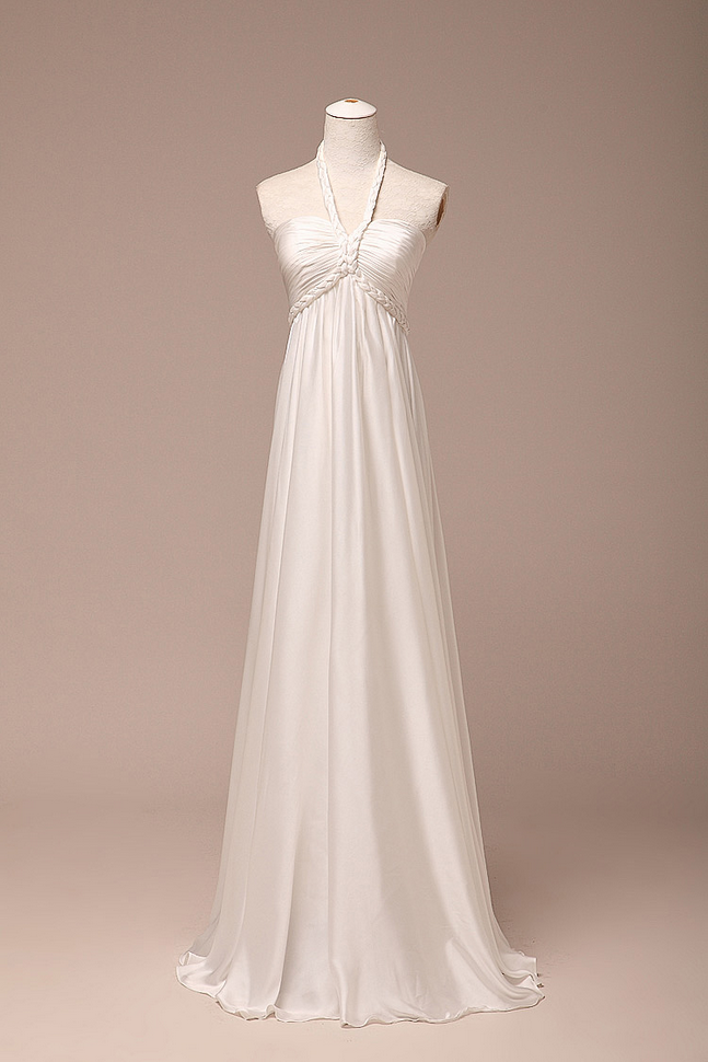 cute wedding dresses for the beach A-Line V-neck Chiffon Wedding Dress Simple Casual Sexy Adorable Beach –  DorrisDress