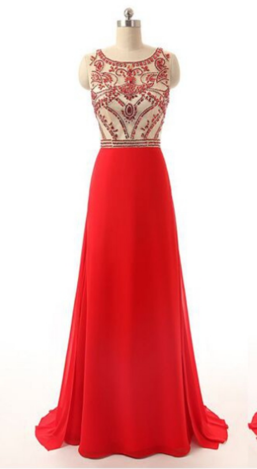 Red Prom Dress, Long Prom Dress, Beading Prom Dress, Charming Prom Dress, Evening Party Dress