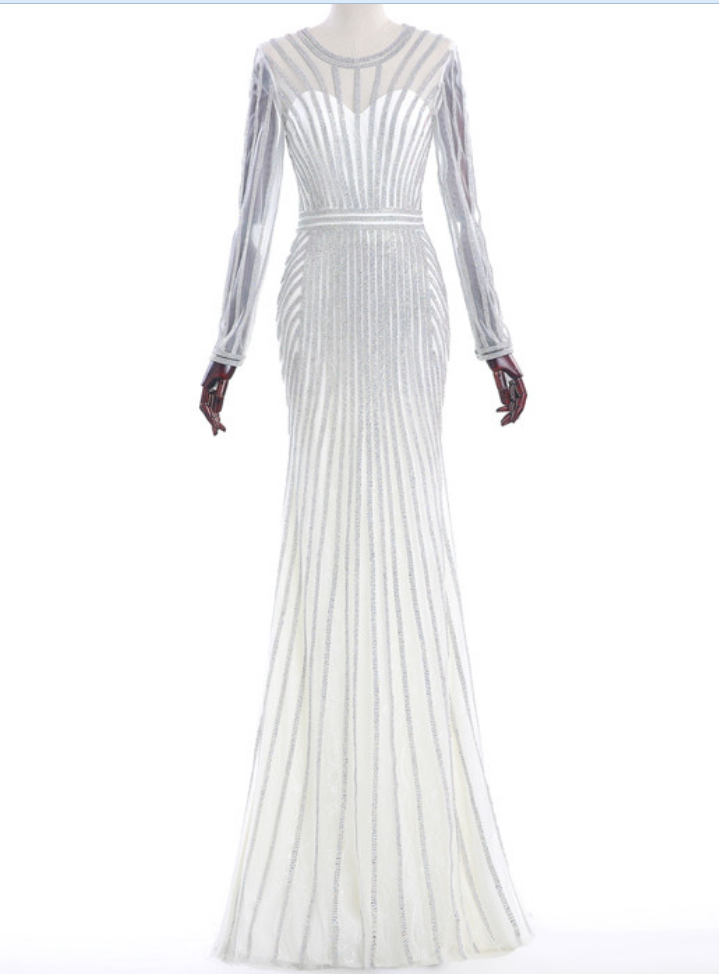 Superbe Illusion Retour À Paillettes Longue Robes De Soirée Sheer Cristal Parti Robes Vraie Image Dubaï Arabe Robe De Festa