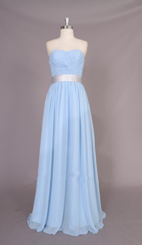 Pretty Simple Light Blue Sweetheart Prom Dresses, Simple Bridesmaid Dresses, Blue Bridesmaid Dresses, Evening Gowns