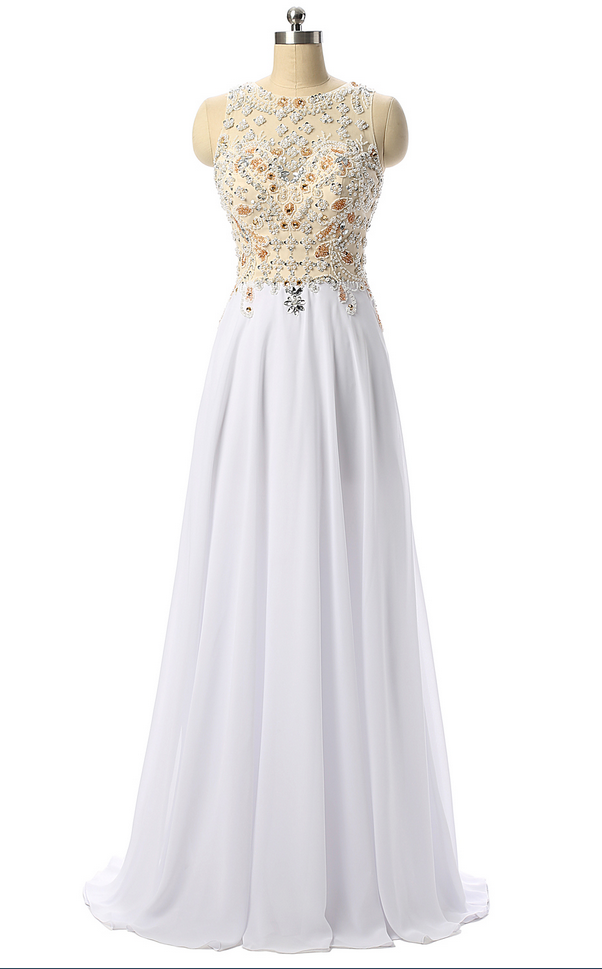 White Beading Prom Dresses,beaded Prom Dress ,formal Party Dress,evening Gowns,vestido De Festa