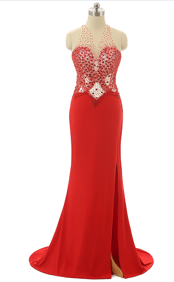 Red Prom Dresses,beading Prom Dresses,mermaid Evening Dresses,formal Party Gowns