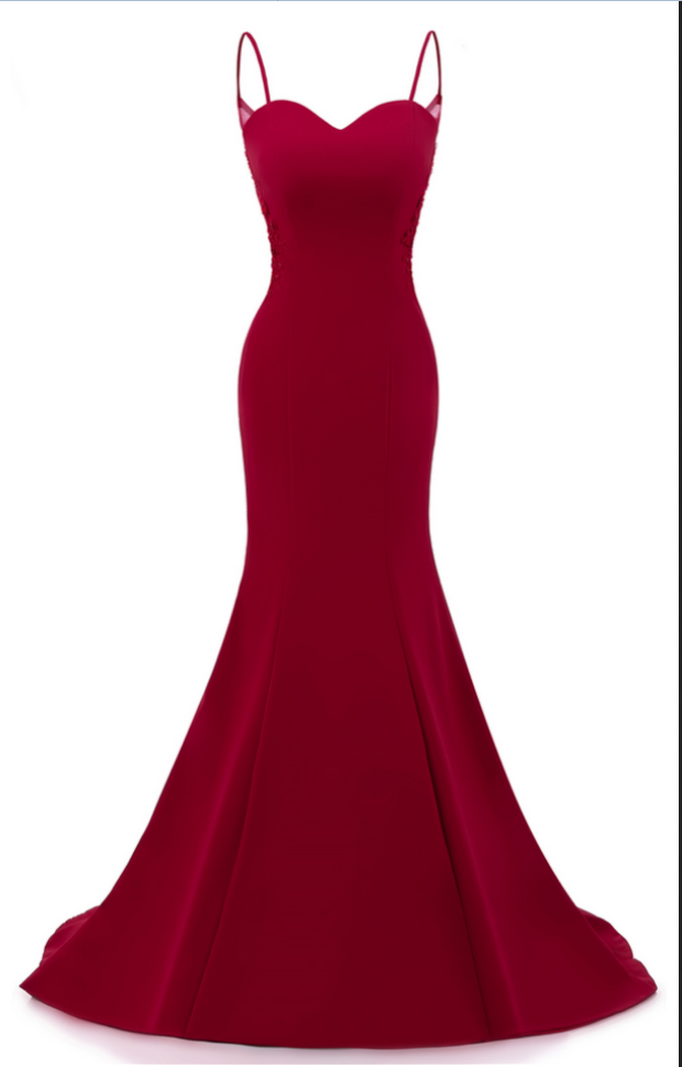 Mermaid Prom Dresses ,sexy Burgundy Evening Dress ,with Sequined Appliques Long Party Gown