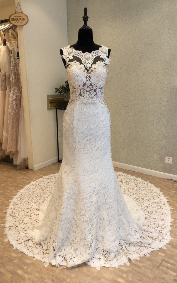 Sheath Lace Wedding Dress, Sweetheart Wedding Dresses. Keyhole Back Bridal Dress,long Bridal Gown