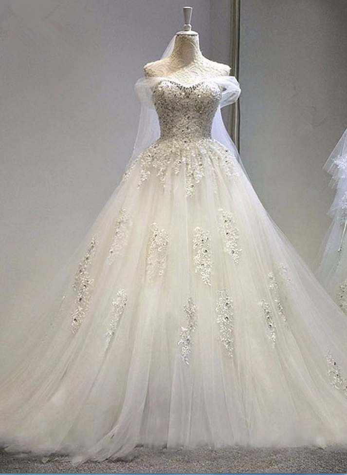 Real Ivory Boho Wedding Dress Vestidos De Novia Ball Gown Beading Crystal Wedding Dresses Princess Bridal Gow