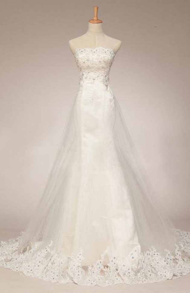 Long Wedding Dress, Lace Wedding Dress,sleeveless Wedding Dress, Elegant Bridal Dress, Inexpensive Wedding Dress,