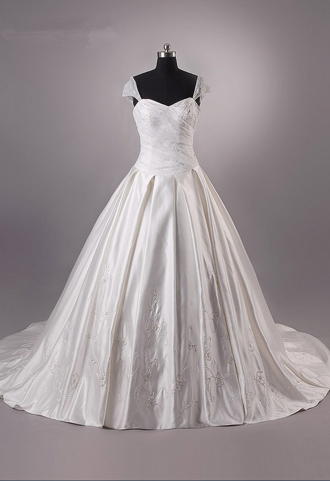 White/ivory Small Tail Wedding Dress Bridal Gown Prom Wedding Dress