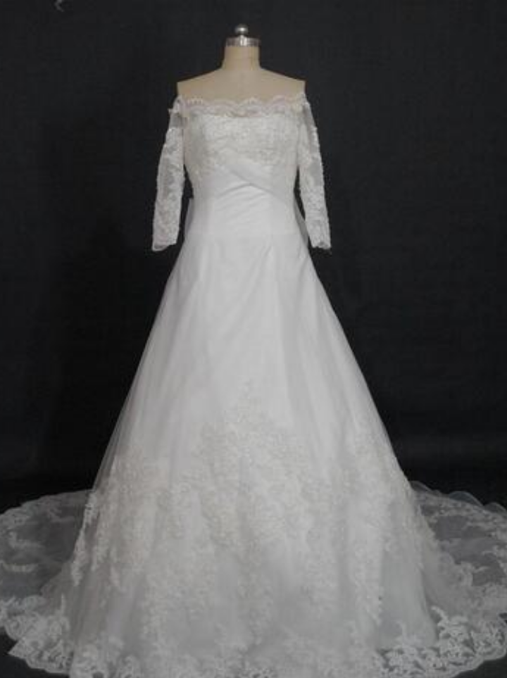 Wedding Dresses Strapless Neckline Appliques Beaded With Handmade Flowers Chapel Train Dresses Real Images Bridal Gowns