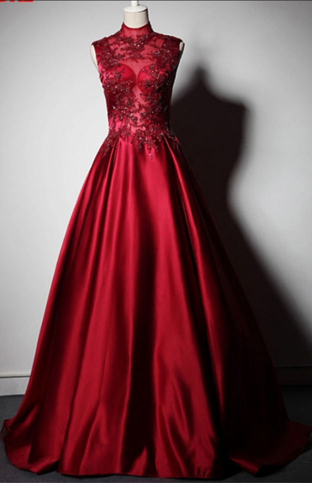 Red Lace Wearing The High Neck Of Party A's Evening Standard, The Evening Dress Of The Formal Dress Ball Was Traded