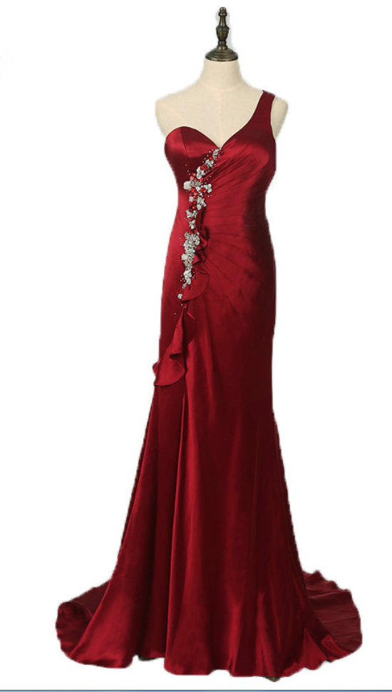 Beautiful Dress Formally Burgundy Dress Warm Satin Evening Dress, Stripped To The Waist Dress Sexy Dance