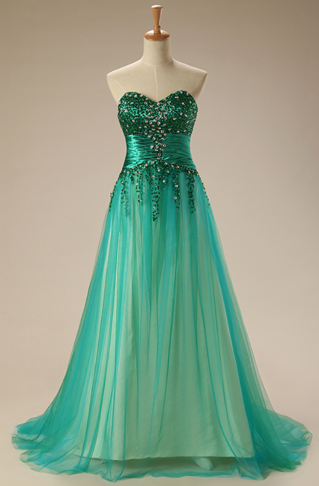 Strapless Gown With The Green Party Dress Sweetheart Pearl Diamond Arabian Robe Outdoor Festival Party Dress